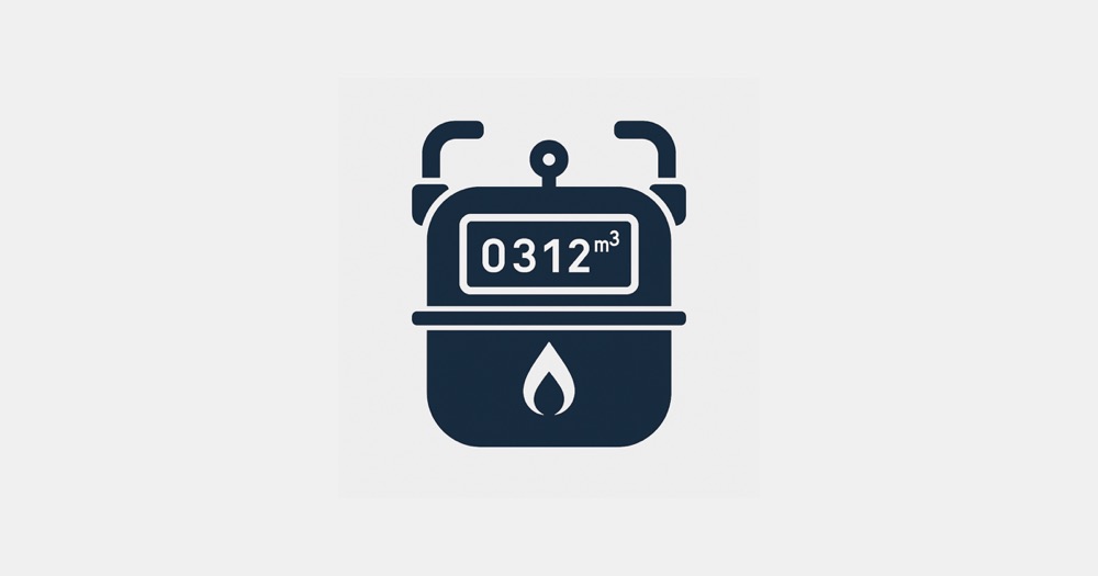 瓦斯抄表小幫手的標誌：一個顯示 0312 m³ 的瓦斯表圖示